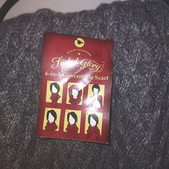 NWT 2-for-1 Infinity Scarves Lot Heather Grey knit and turquoise textured OS - Picture 9 of 16